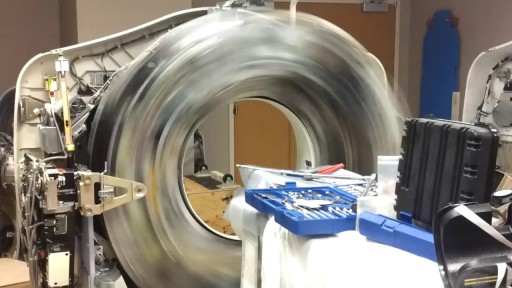 Inside a CAT scanner while it is spinning