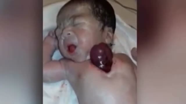 Miracle baby's heart beats outside her chest