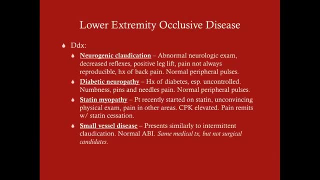 ⁣Lower Extremity Occlusive Disease