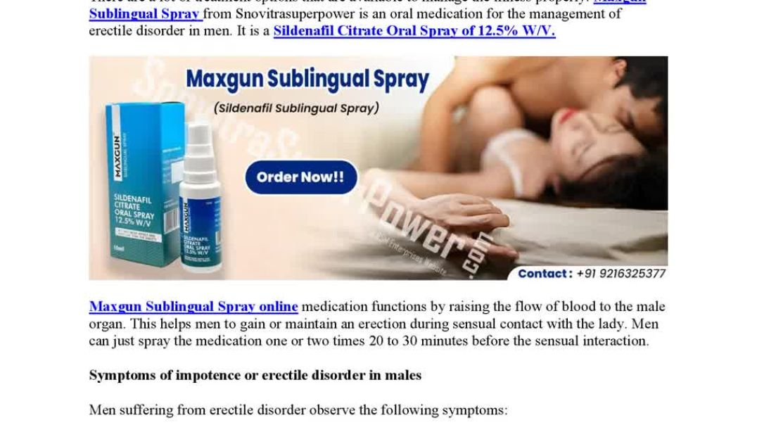 Maxgun Sublingual Spray-An Oral medication to fix ED &amp;amp; PE Wonderfully