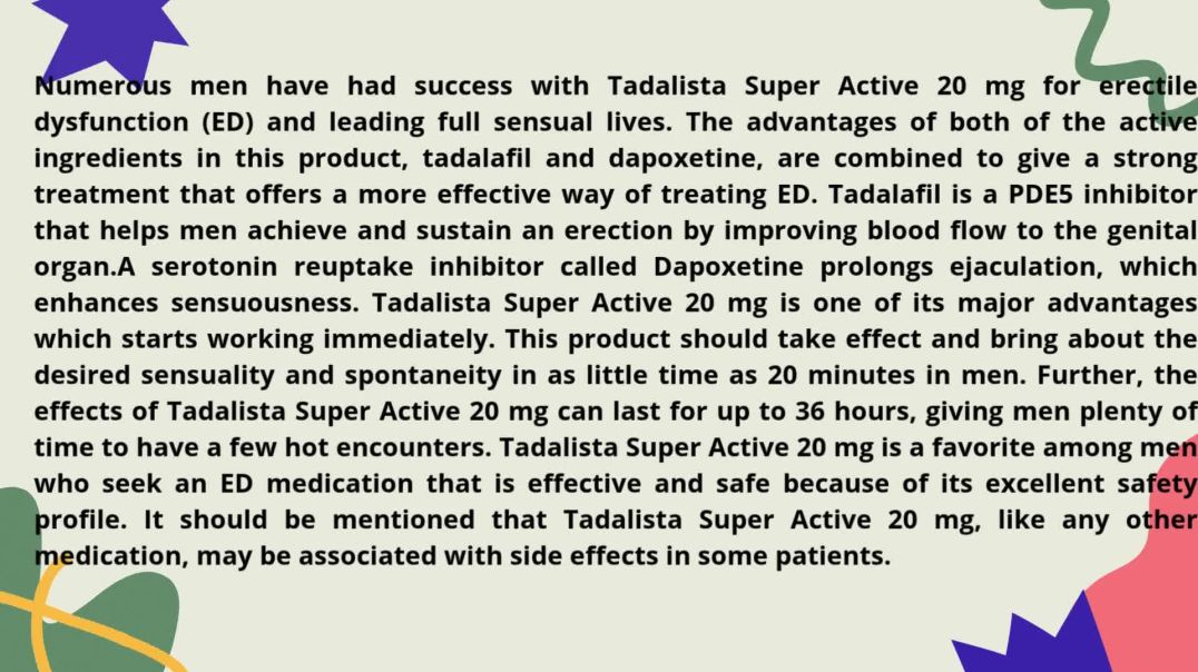 Buy Tadalista 20mg Super Active  Tadalafil 20mg